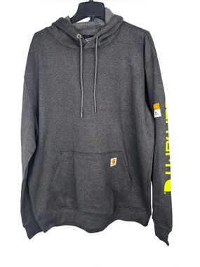 Carhartt Hoodie Mens XL Gray Loose Fit Midweight Logo Sleeve Pullover NWT